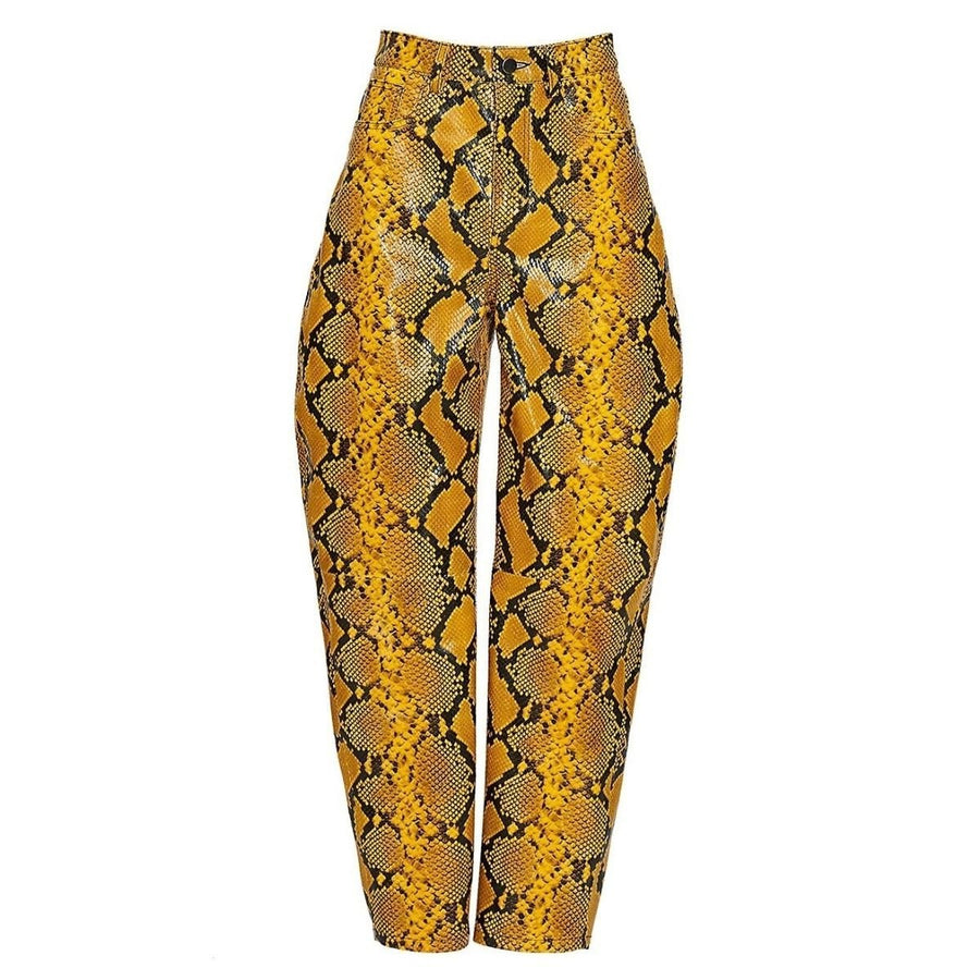 The Attico-Leather Python-Print Pants - Runway Catalog