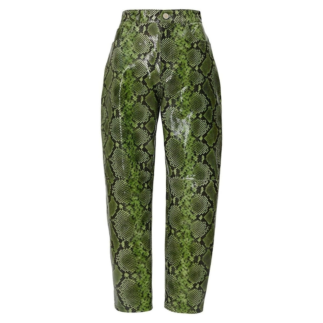 The Attico-Leather Python-Print Pants - Runway Catalog