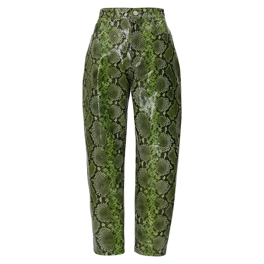 The Attico-Leather Python-Print Pants - Runway Catalog