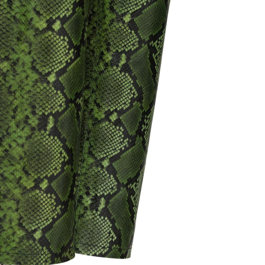 Leather Python-Print Pants