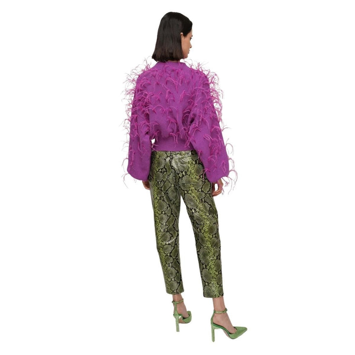 Leather Python-Print Pants
