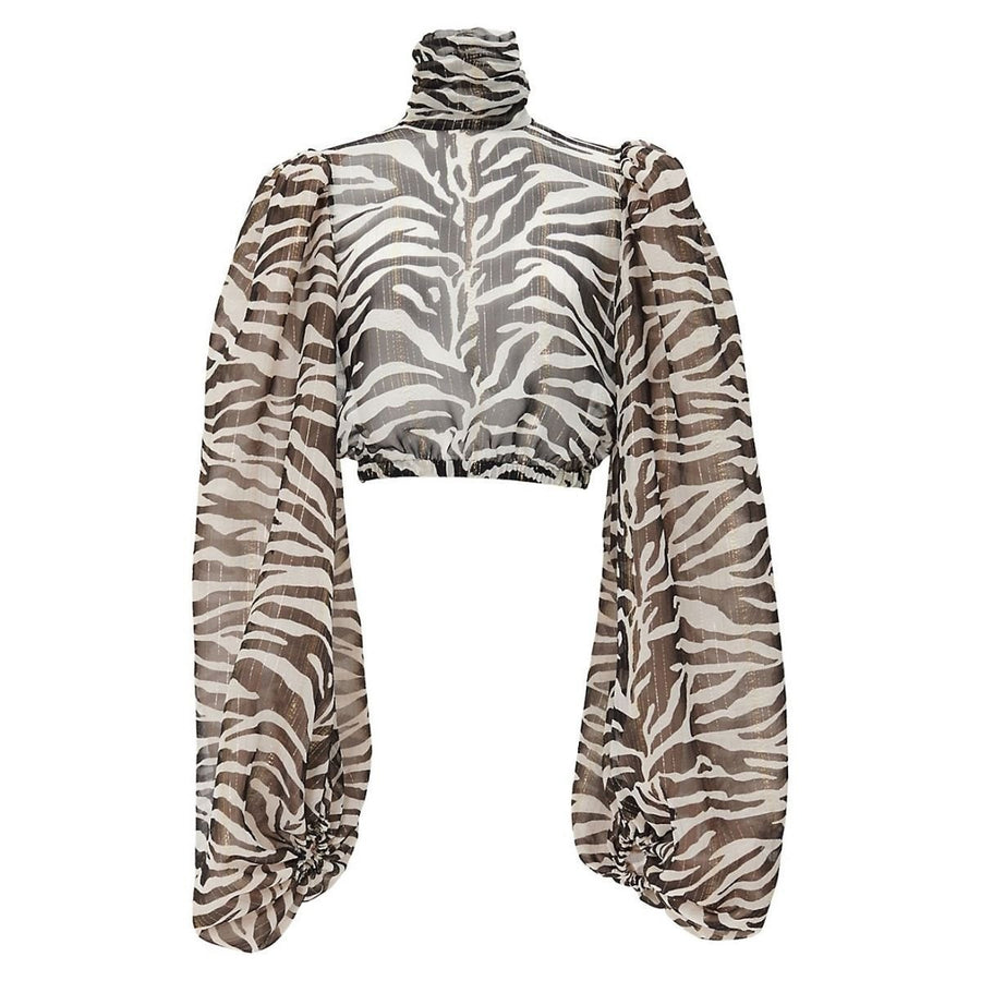 The Attico-Zebra-Print Turtleneck Top - Runway Catalog