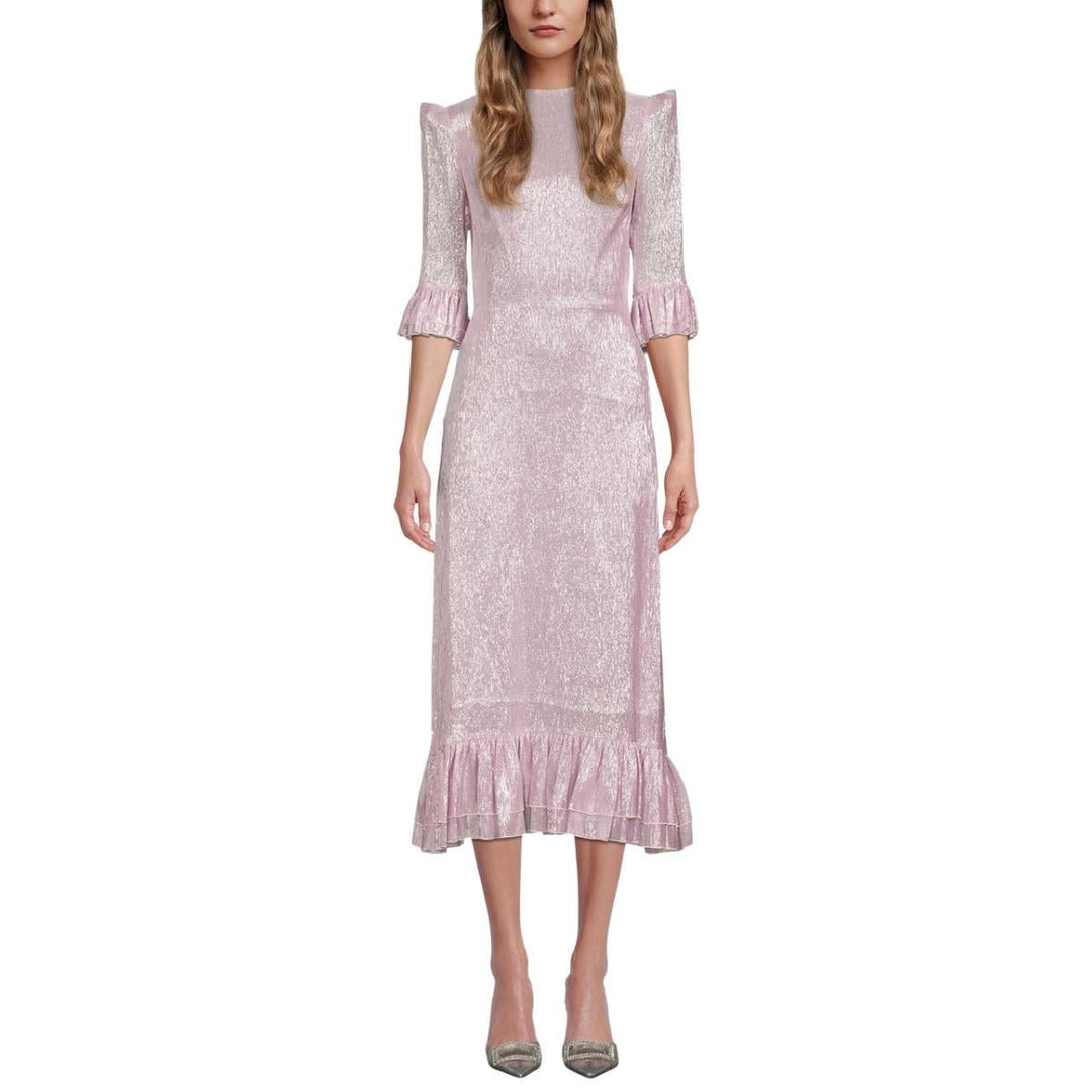 The Falconetti Metallic Chiffon Midi Dress