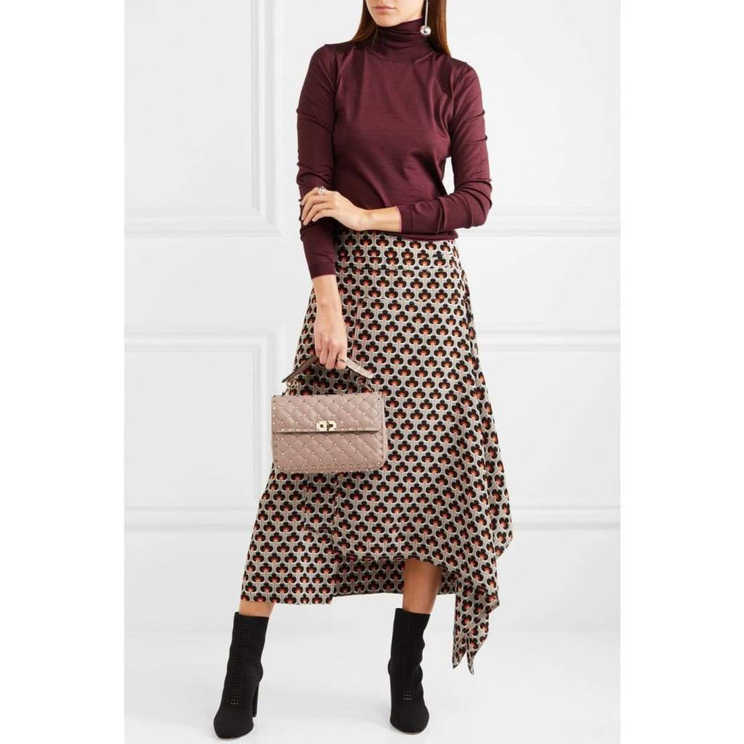 Beige Medium Rockstud Matelassé Bag