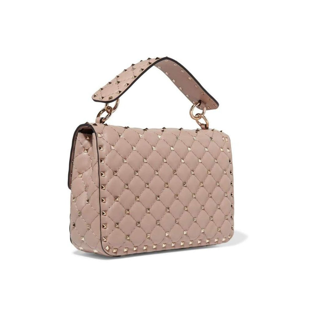 Beige Medium Rockstud Matelassé Bag