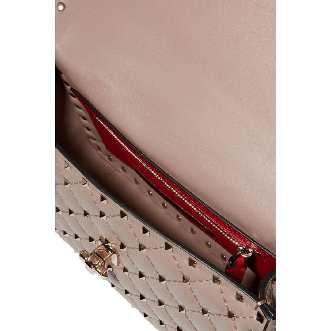 Beige Medium Rockstud Matelassé Bag