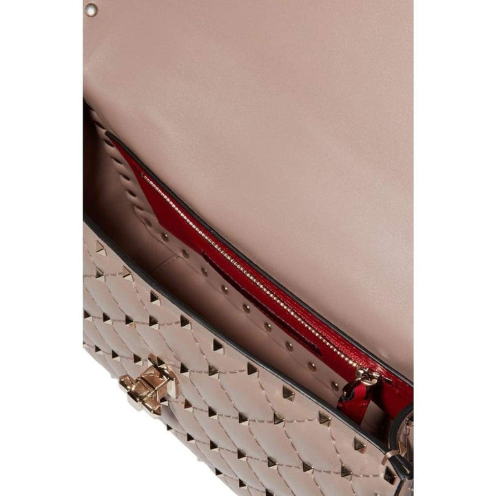 Beige Medium Rockstud Matelassé Bag