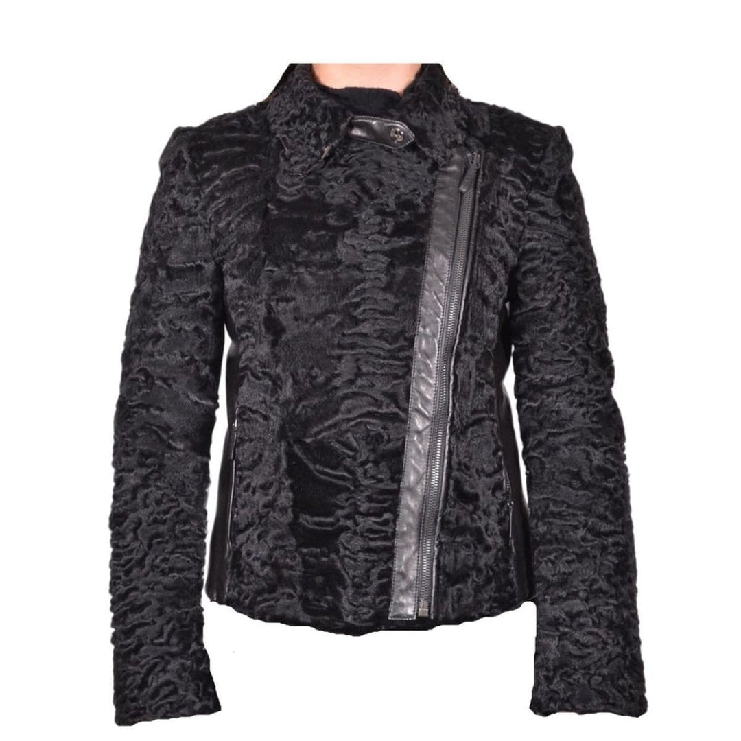 Valentino-Black Astrakhan Lamb Fur Karakul Biker Jacket - Runway Catalog