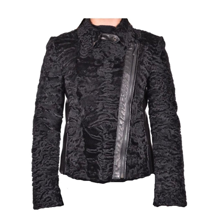Valentino-Black Astrakhan Lamb Fur Karakul Biker Jacket - Runway Catalog