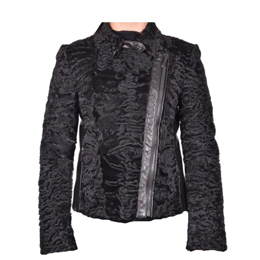 Valentino-Black Astrakhan Lamb Fur Karakul Biker Jacket - Runway Catalog