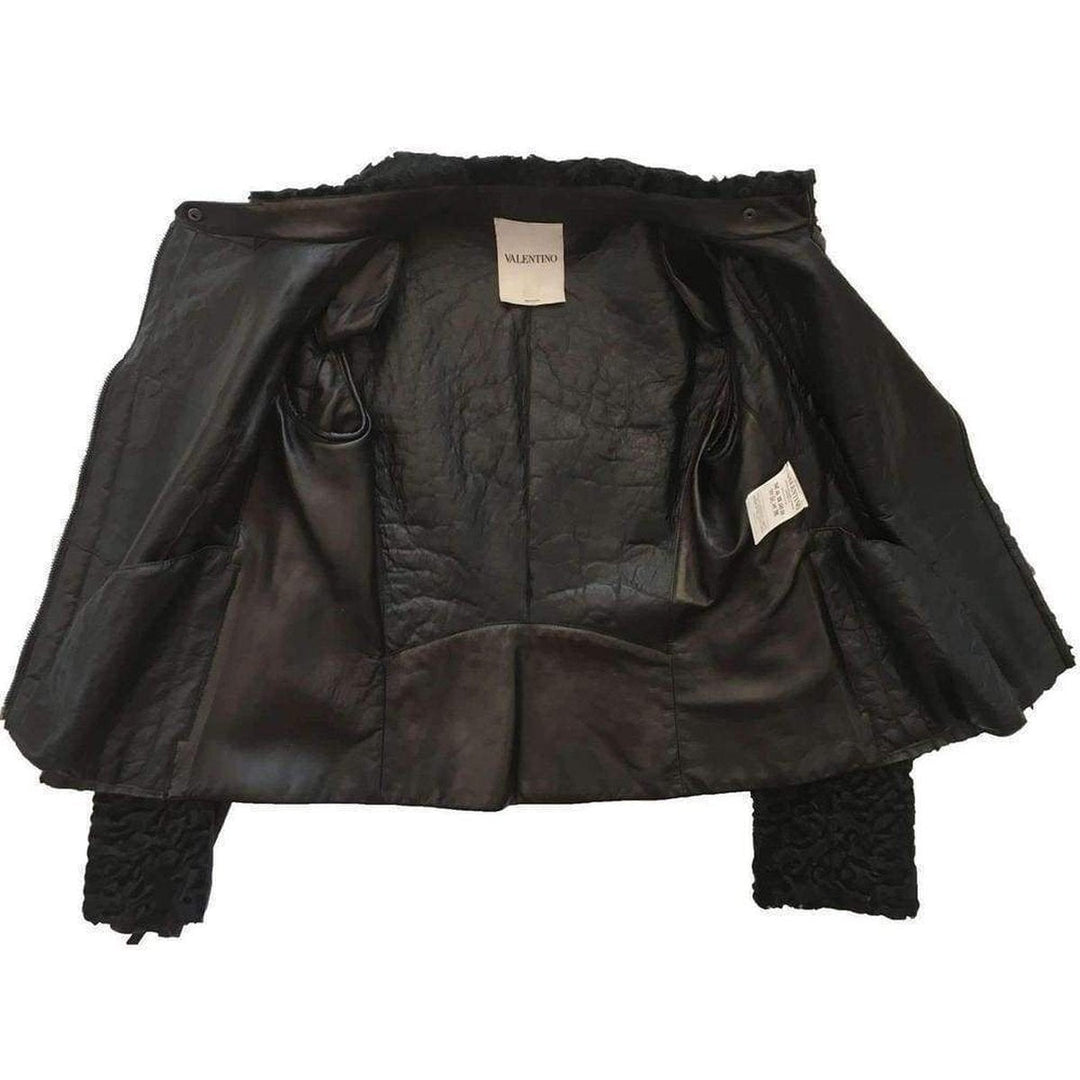 Black Astrakhan Lamb Fur Karakul Biker Jacket