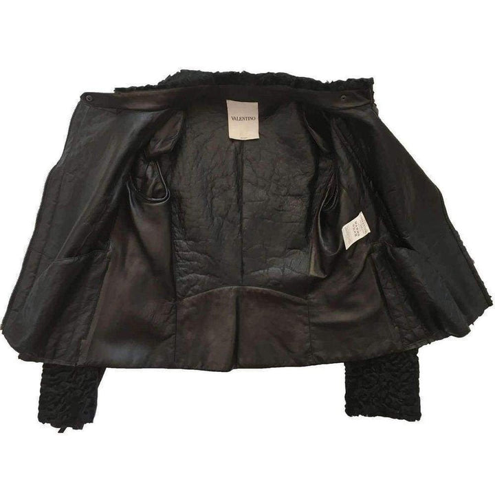 Black Astrakhan Lamb Fur Karakul Biker Jacket
