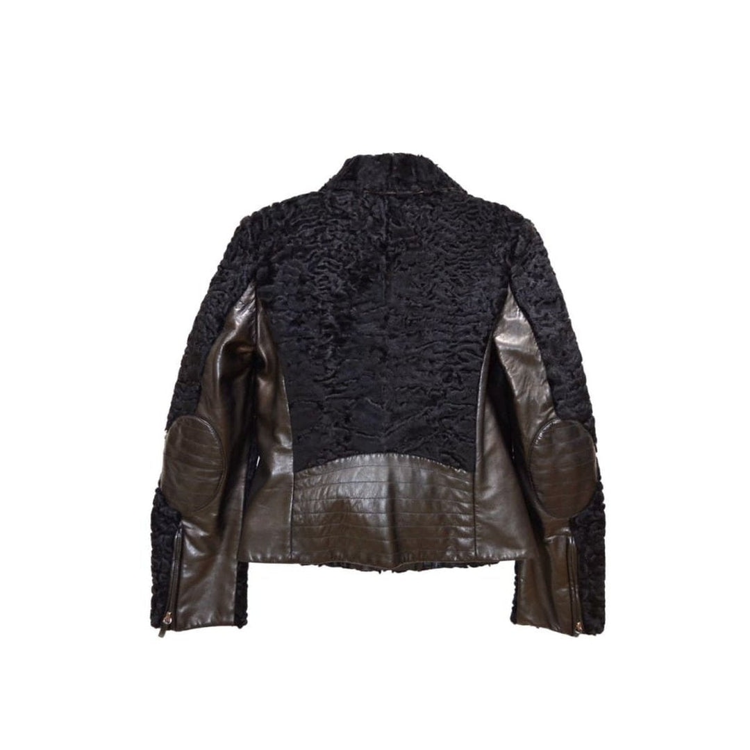 Black Astrakhan Lamb Fur Karakul Biker Jacket
