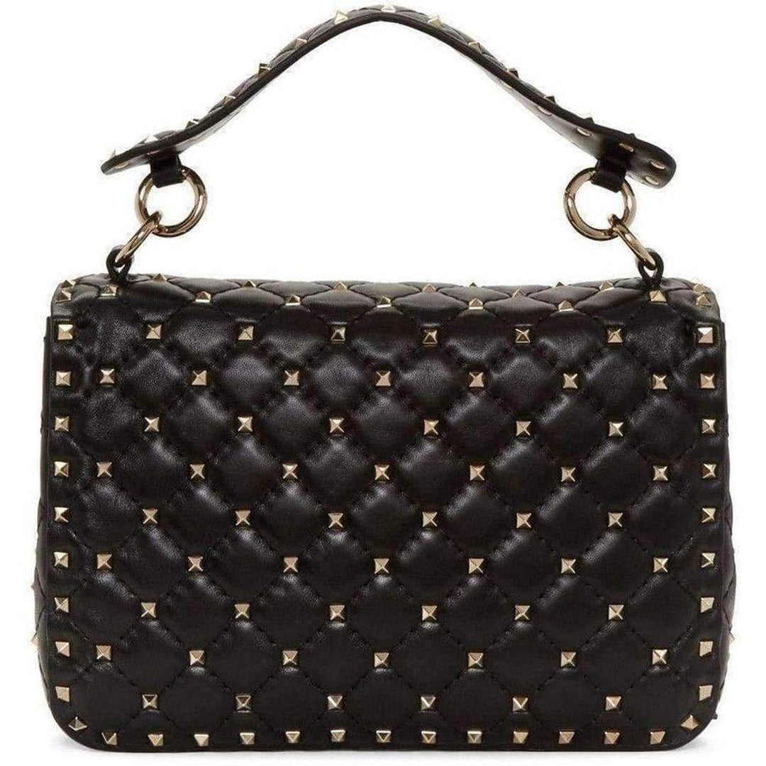 Black Medium Rockstud Matelassé Bag