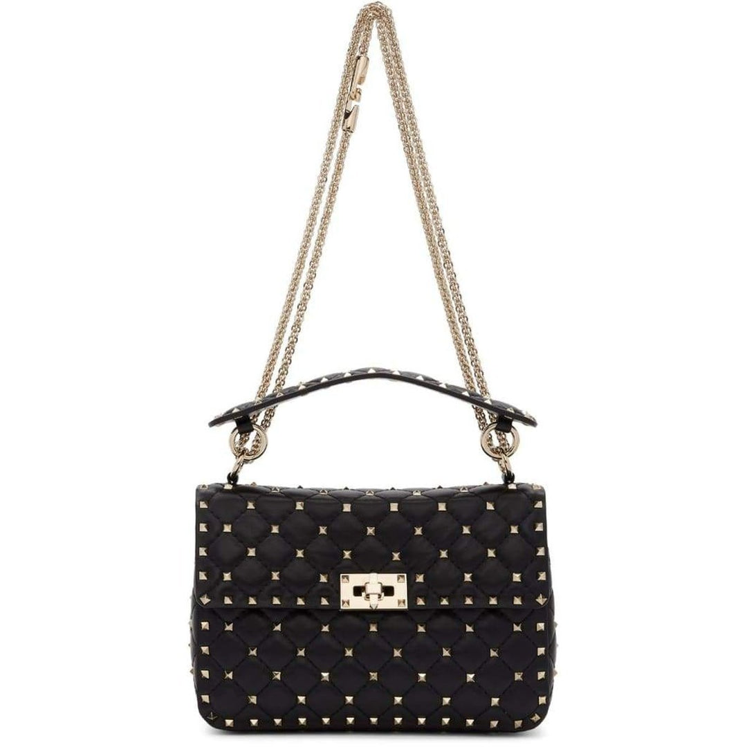 Black Medium Rockstud Matelassé Bag