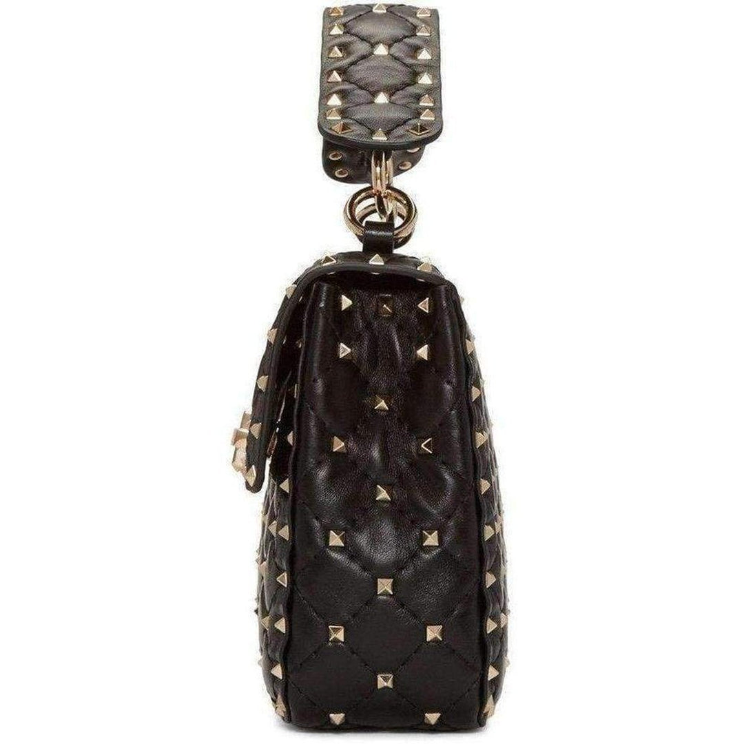 Black Medium Rockstud Matelassé Bag
