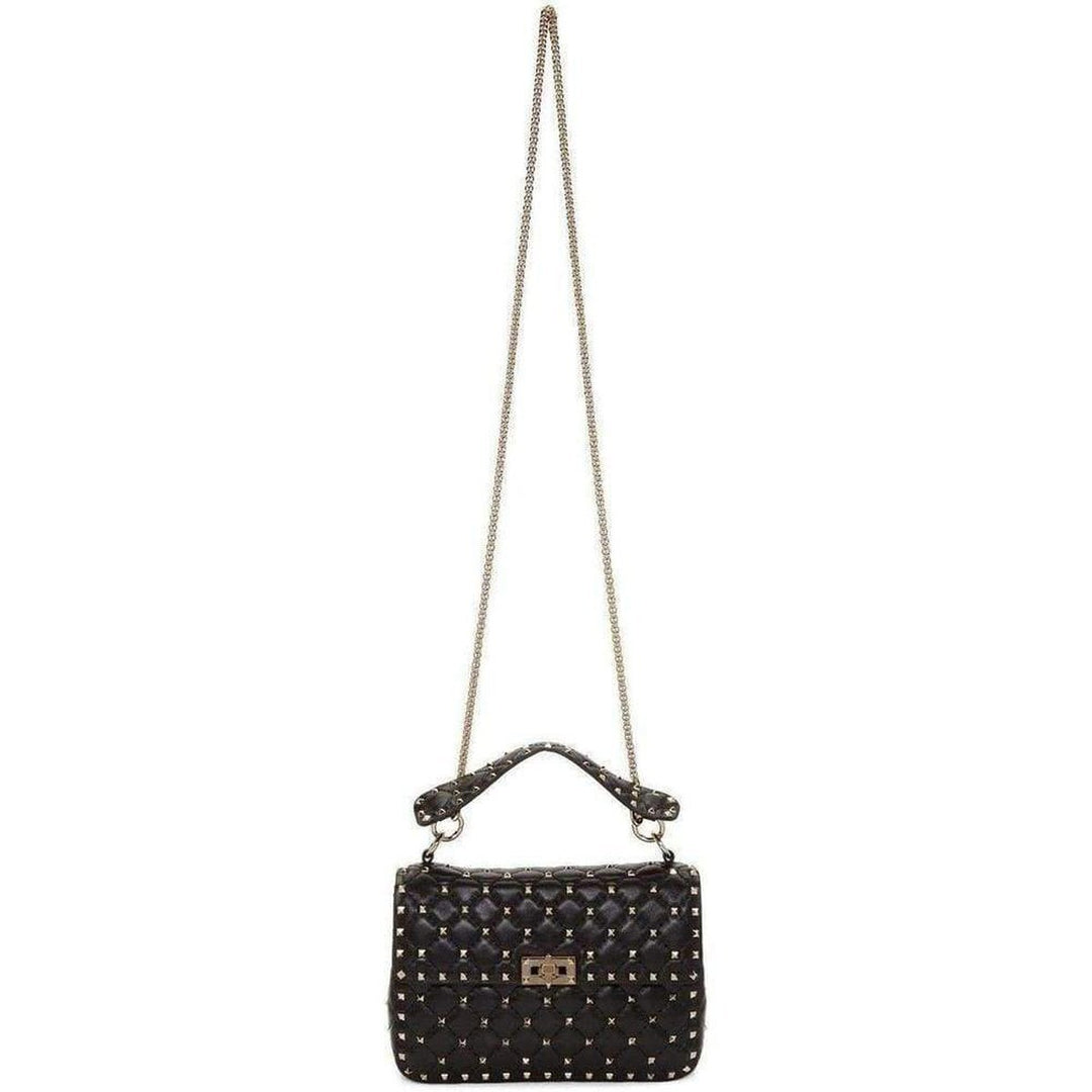 Black Medium Rockstud Matelassé Bag