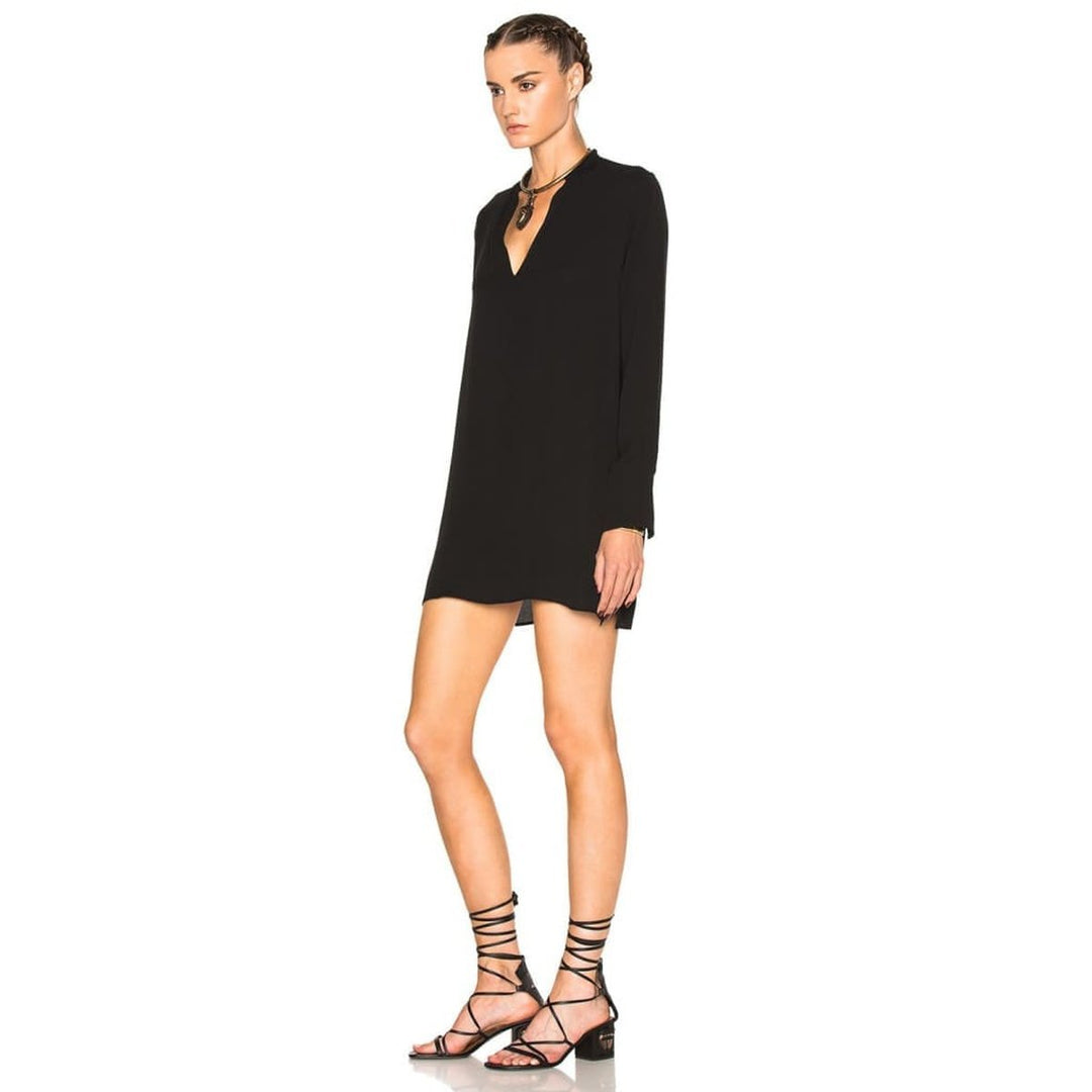 Black Necklace Collar Silk Shirt
