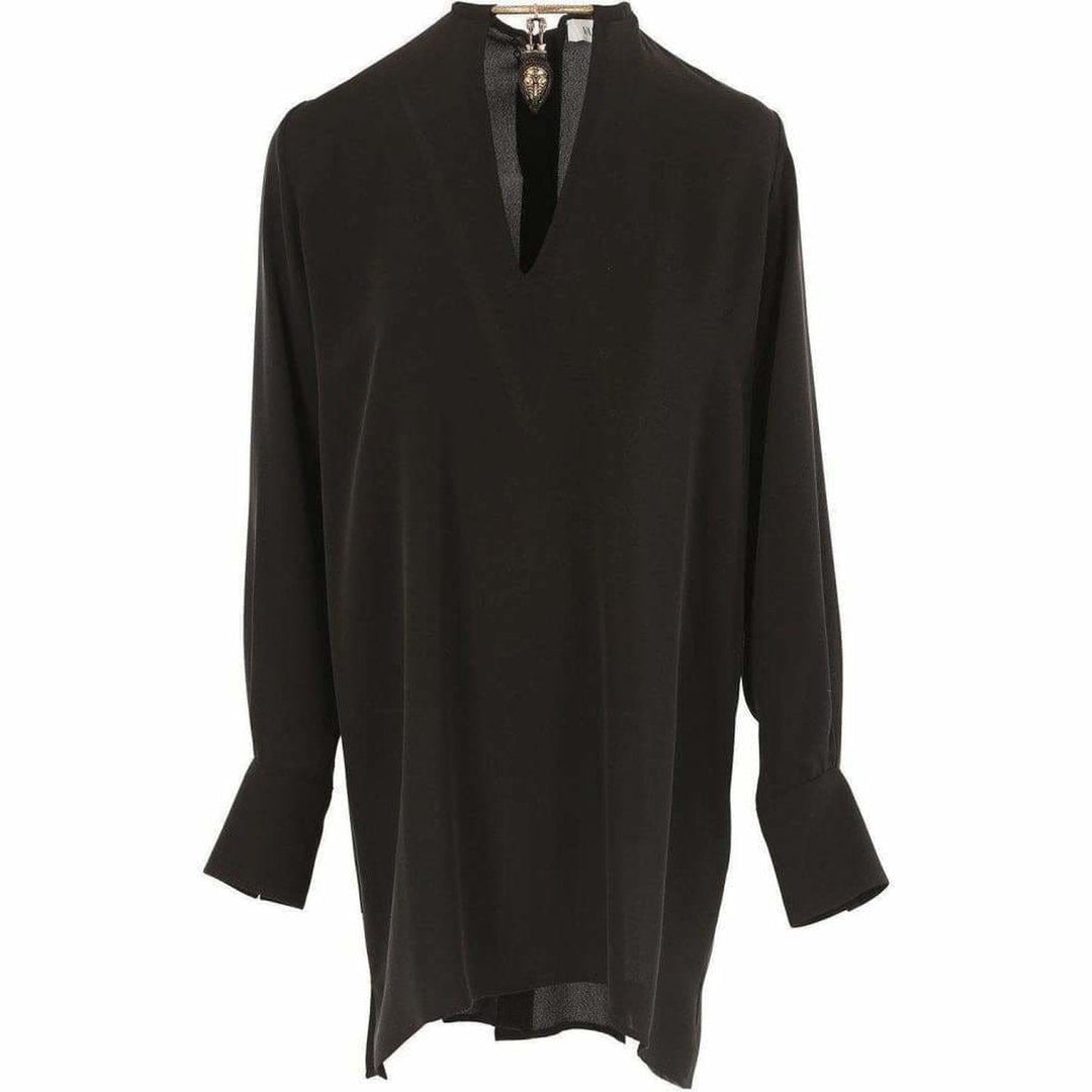 Black Necklace Collar Silk Shirt