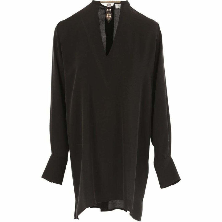 Black Necklace Collar Silk Shirt