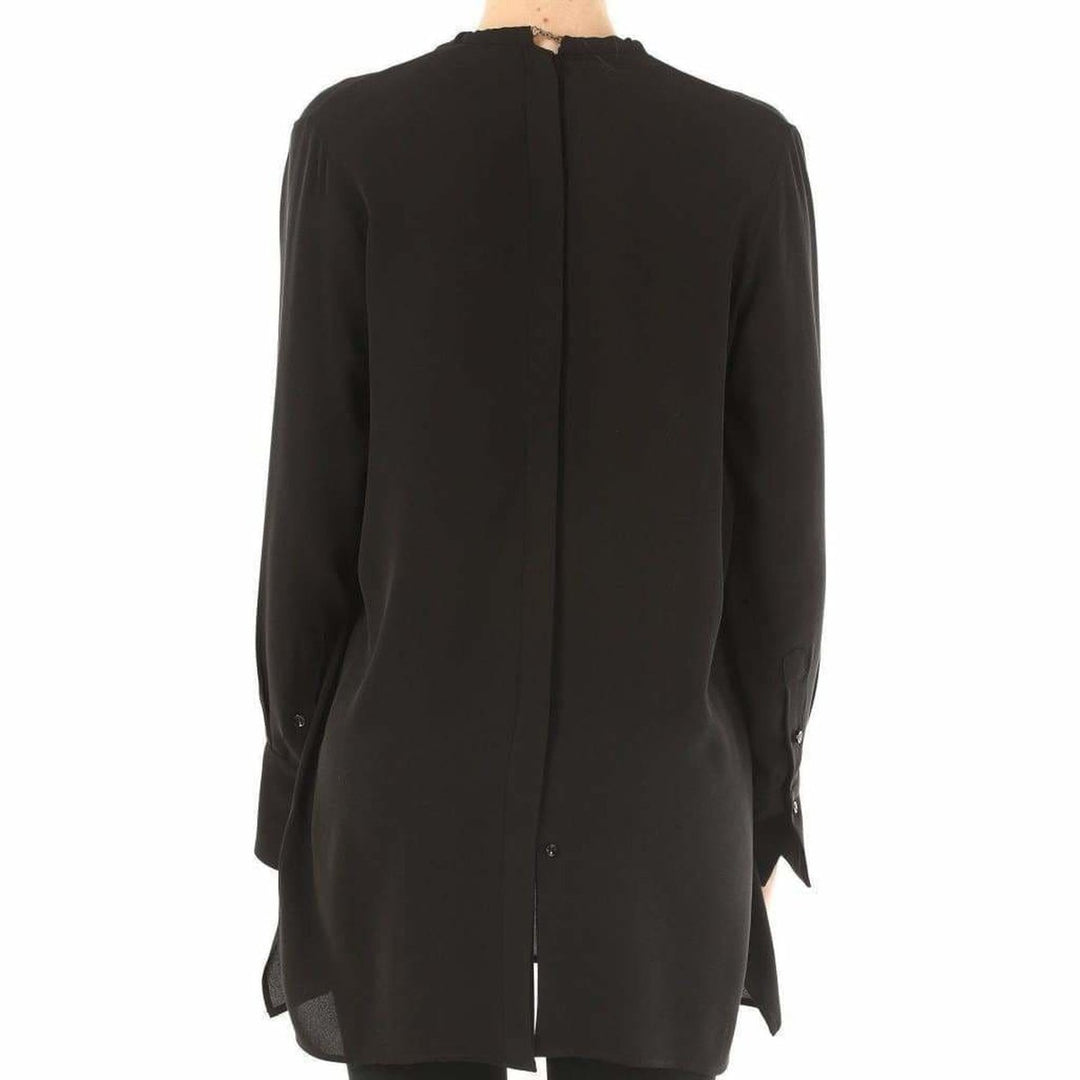 Black Necklace Collar Silk Shirt
