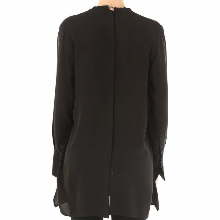 Black Necklace Collar Silk Shirt