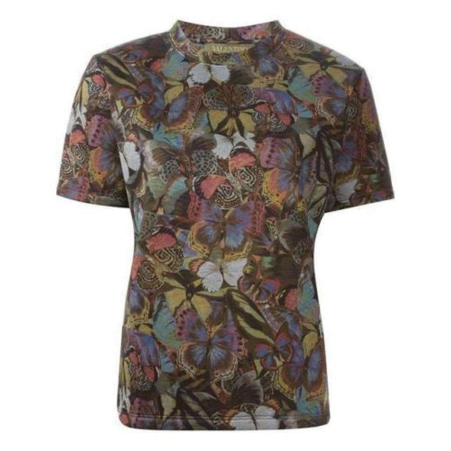 Valentino-Cotton Butterfly Print T-Shirt - Runway Catalog