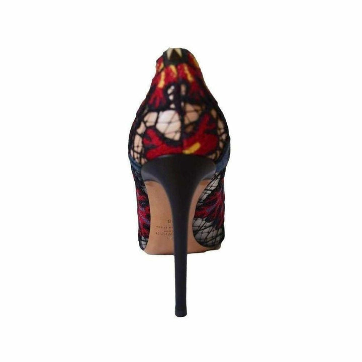 Ethnic Embroidered Lace over Leather Pumps