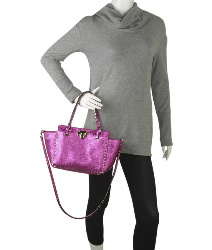 Valentino Metalic Pink Leather Tote