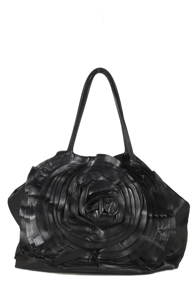 Valentino Petale Tote Black Leather Shoulder Bag