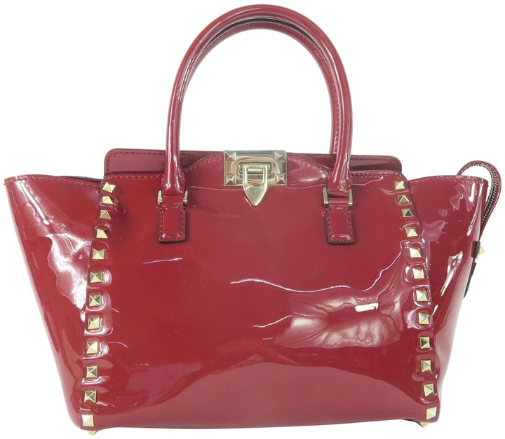 Valentino Rockstud Red Vernis Tote