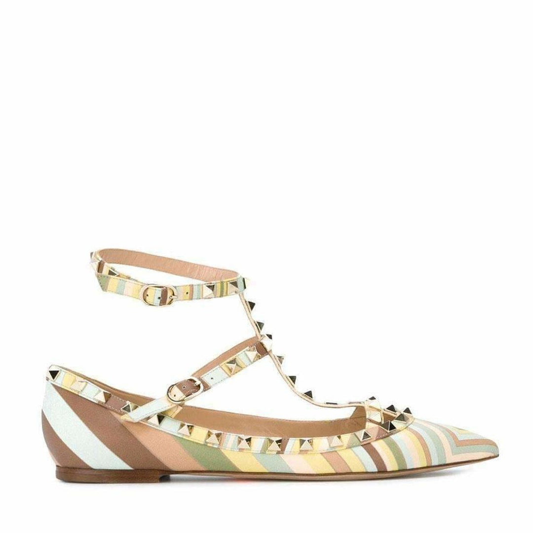 Valentino-Rockstud T-Strap Ballerina Native Couture - Runway Catalog
