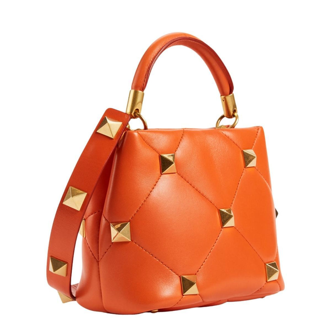 Roman Stud Leather Top Handle Bag
