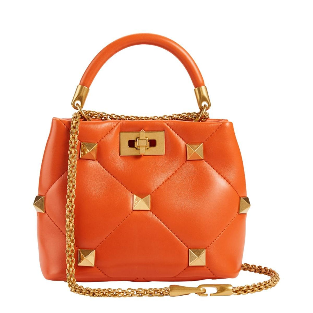 Valentino-Roman Stud Leather Top Handle Bag - Runway Catalog