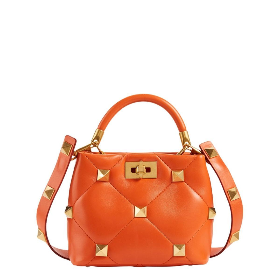 Roman Stud Leather Top Handle Bag