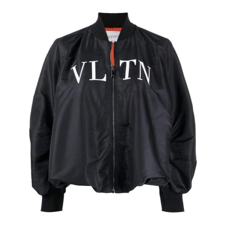 Valentino-Ruched Printed Shell Bomber Jacket - Runway Catalog
