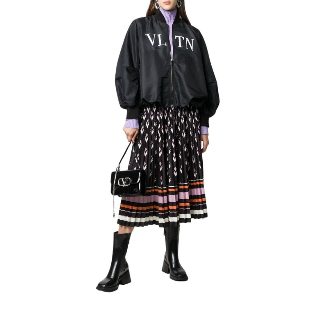 Ruched Printed Shell Bomber Jacket