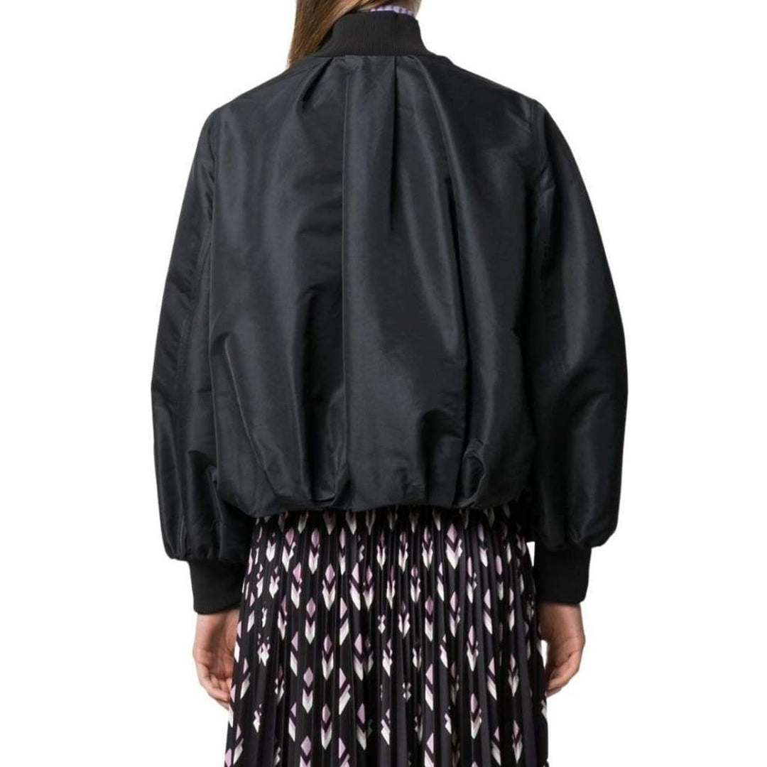 Ruched Printed Shell Bomber Jacket