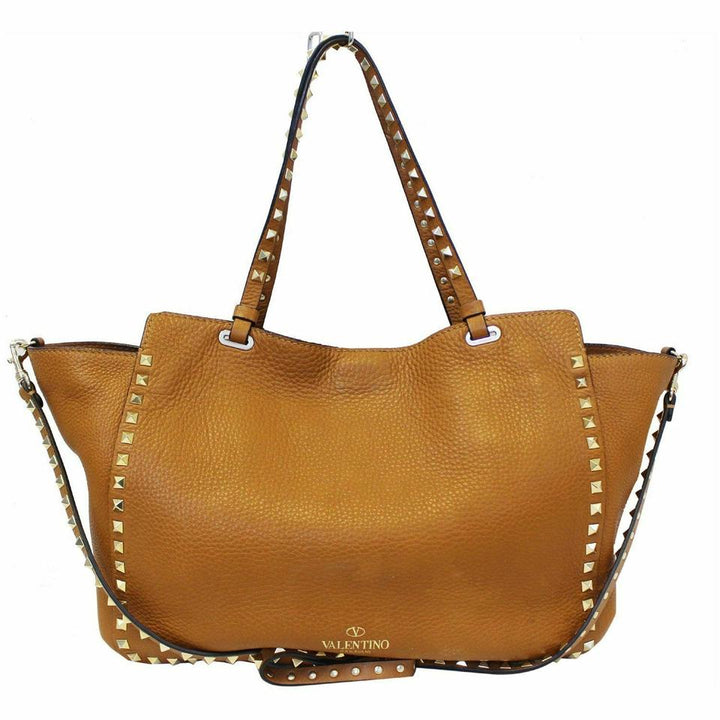 Valentino Shoulder Bag Rockstud Medium Brown Leather Tote
