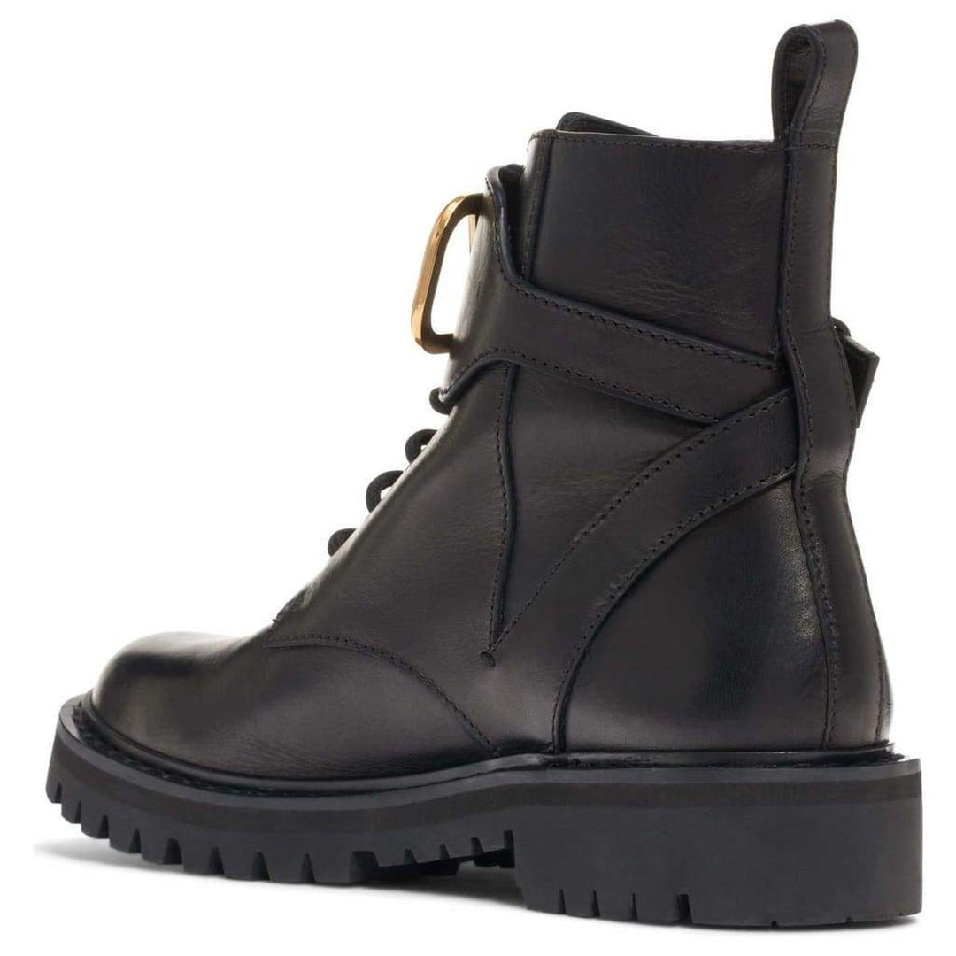 V Logo 50 Black Leather Boots