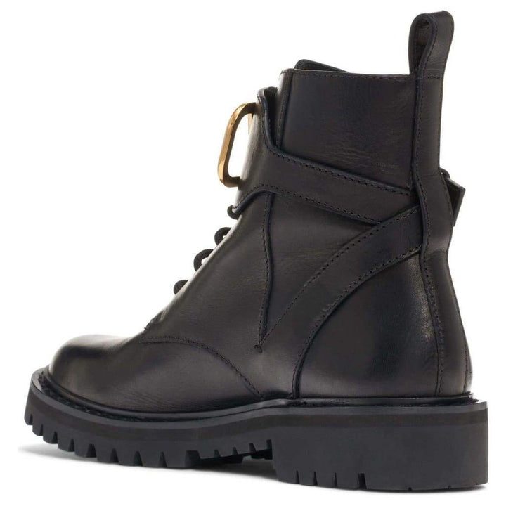 V Logo 50 Black Leather Boots