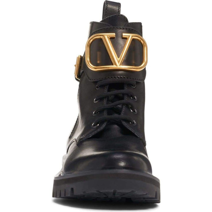 V Logo 50 Black Leather Boots