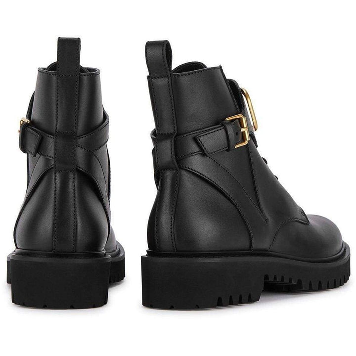 V Logo 50 Black Leather Boots