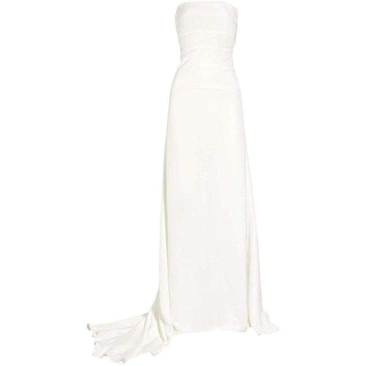 Ivory Bow-Back Strapless Silk Gown