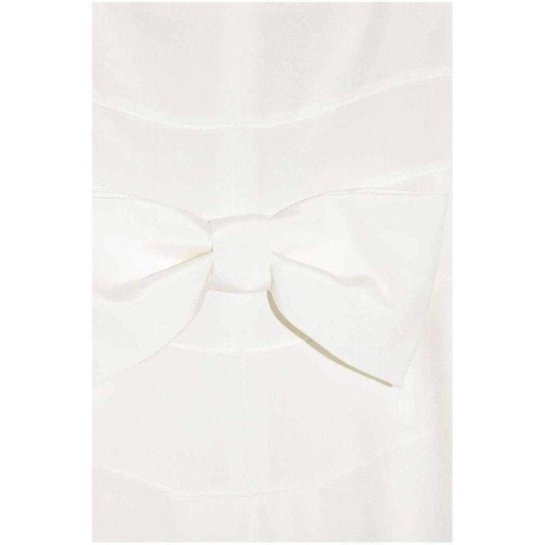 Ivory Bow-Back Strapless Silk Gown