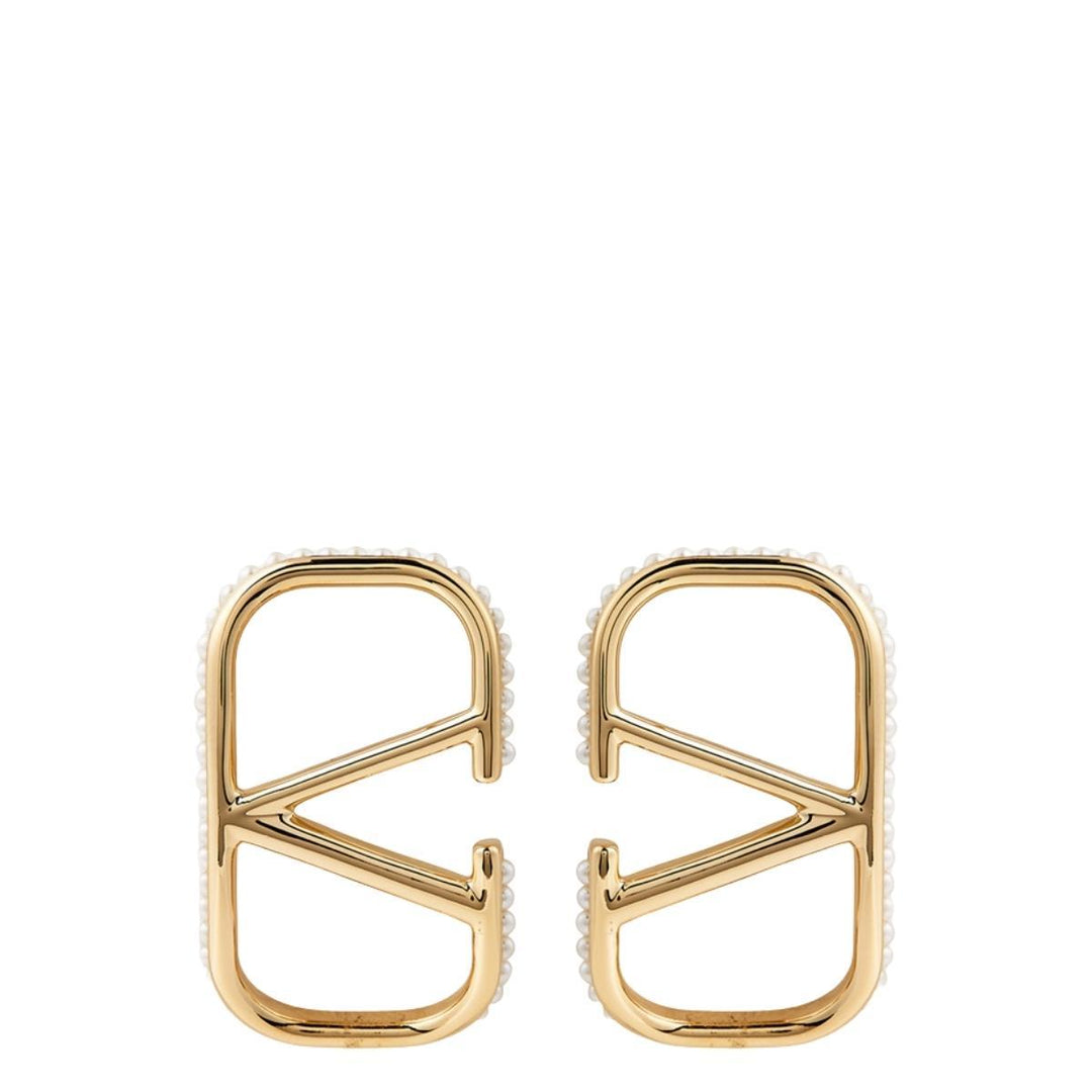Valentino-VLOGO Pendant Earrings With Faux Pearls - Runway Catalog