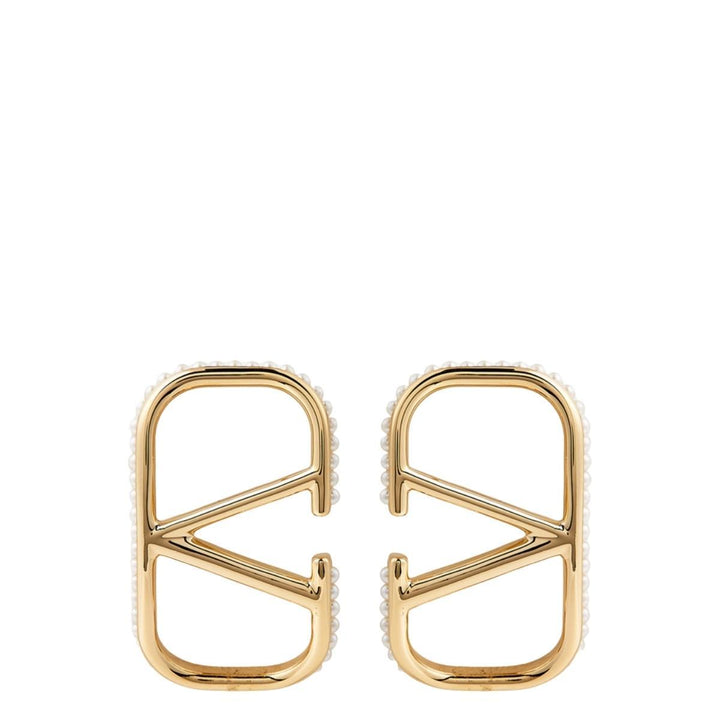 Valentino-VLOGO Pendant Earrings With Faux Pearls - Runway Catalog