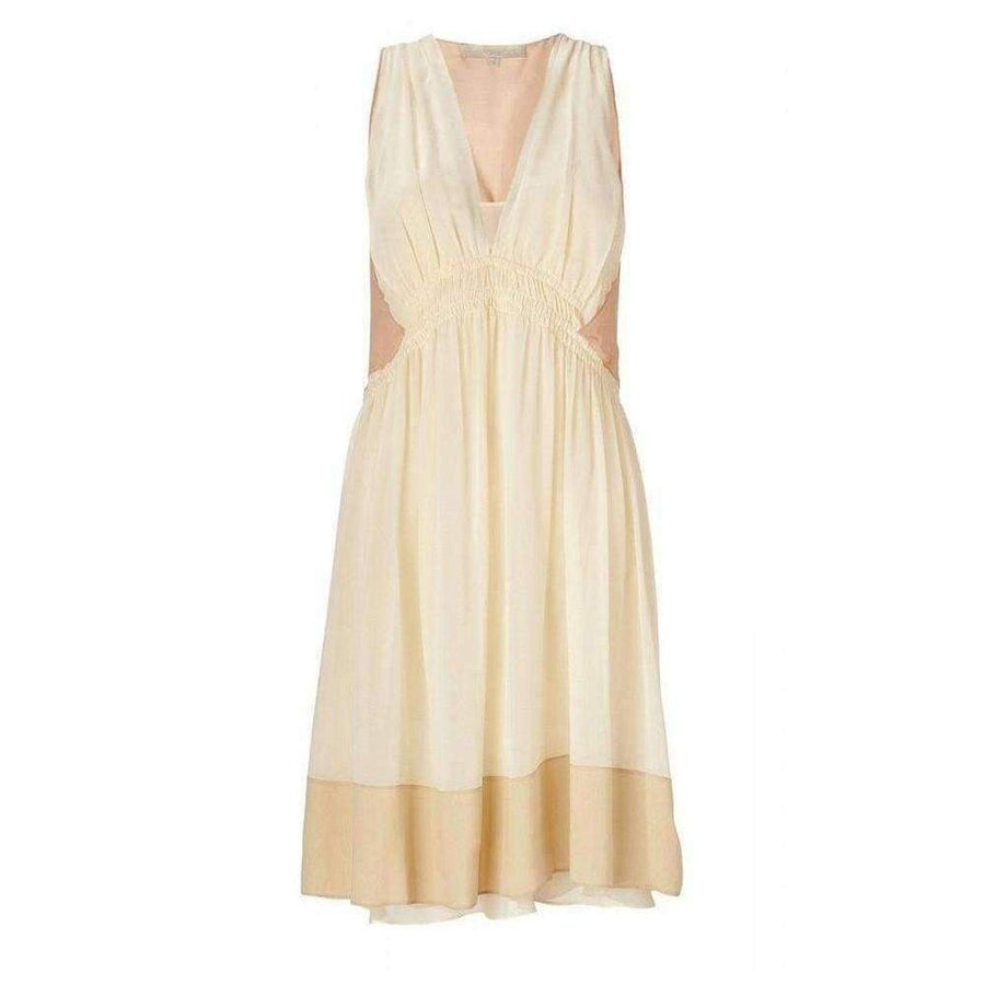 Vanessa Bruno-Beige Color Blocked Silk Dress - Runway Catalog