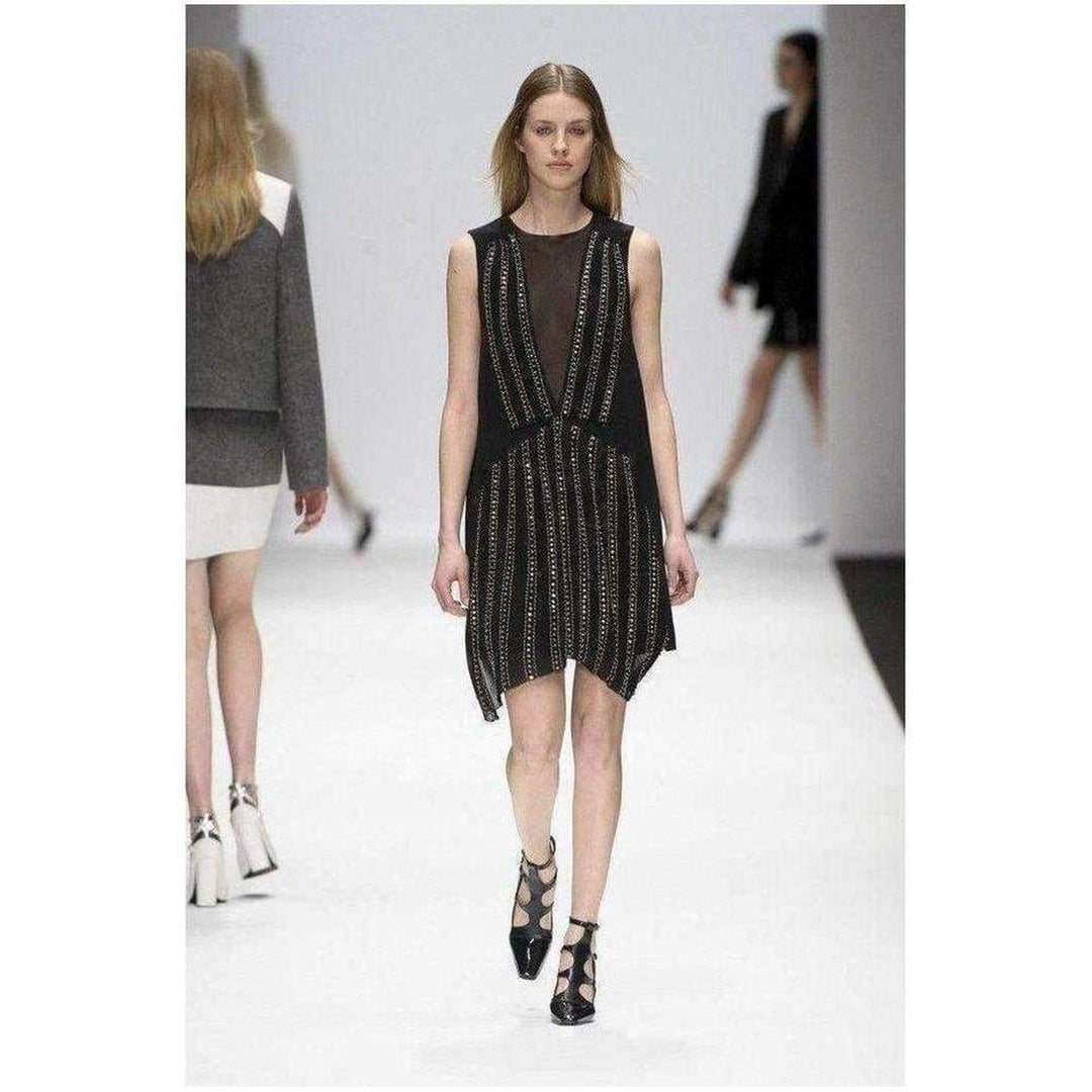 Black Embellished Silk Cocktail Dress