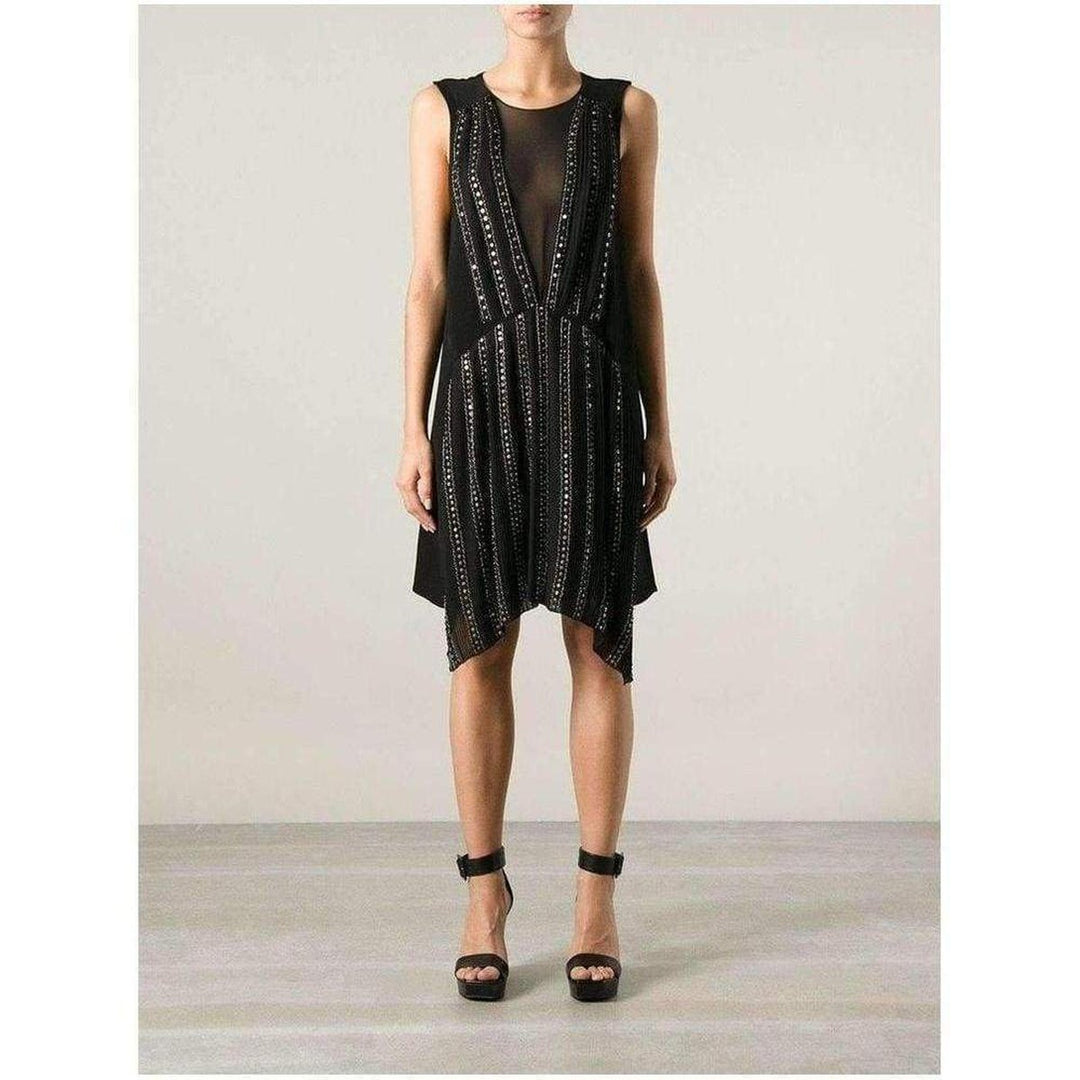 Black Embellished Silk Cocktail Dress